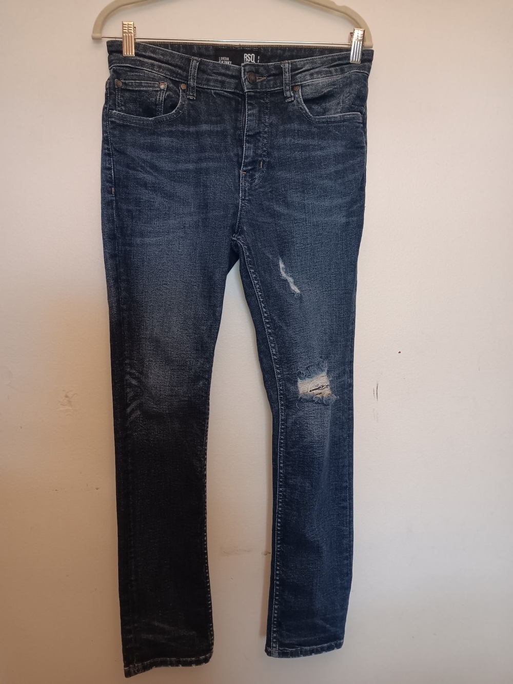RSQ Men's Dark Blue Distressed Skinny Jeans